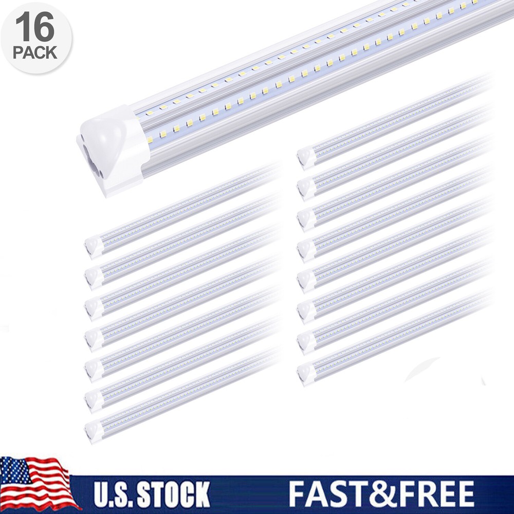 16Pack 8 foot Led Shop Lights 8FT Led Light 72W T8 Integrated Warehouse Fixture