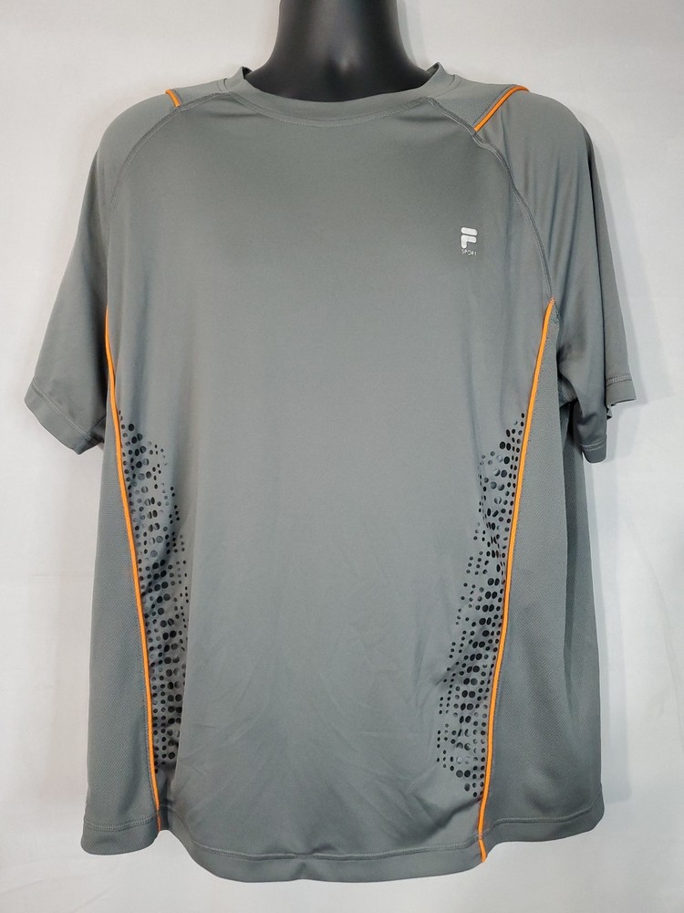 FILA T-SHIRT Men's Size 2XL Gray Short Sleeve Performance Activewear Run Jog