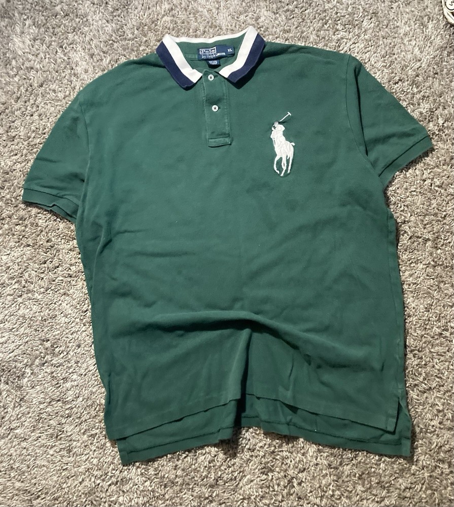 Green Blue White Polo Shirt w/ Polo Pony – Men’s XL Tall – Classic Casual Fit