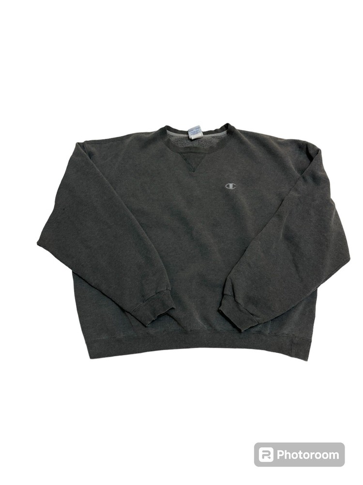VTG Champion Sweatshirt Y2K XL Embroidered Crewneck Charcoal Gray Made In Mexico