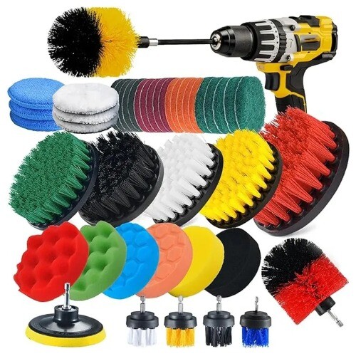 Electric Drill Brush Kit Scrubber Wash Brushes Tools For Car Floor Tires Toilet
