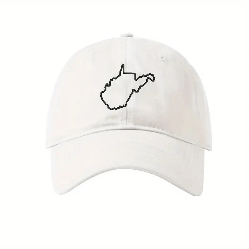 New Embroidered West Virginia Map WVA White Baseball Cap Hat ...Almost Heaven!!!