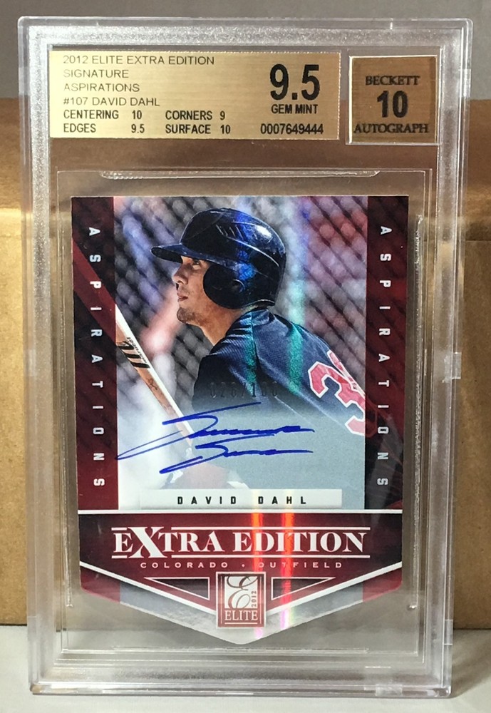 2012 ELITE EXTRA EDITION #107 DAVID DAHL BGS 9.5 GEM MINT 10 AUTO 28/100 ROOKIE