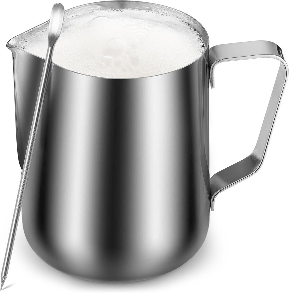 Zulay 12 oz 350ml Silver Milk Frother Cup for Coffee & Lattes