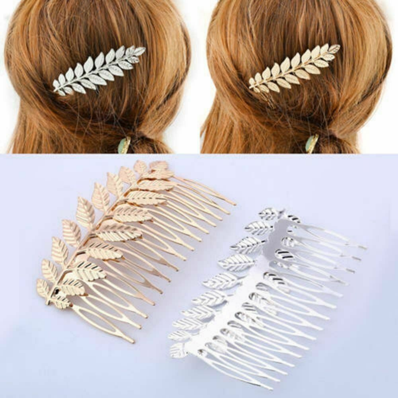 Fashionable Retro Leaf Hair Comb Clip for Women Metal Jewelry Accessory Perfect Wedding Gift