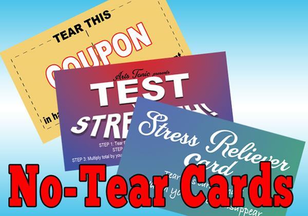 12 NO TEAR PAPER CARDS Coupon Test Strength Stress Funny Prank Gag Joke Gift Set-image