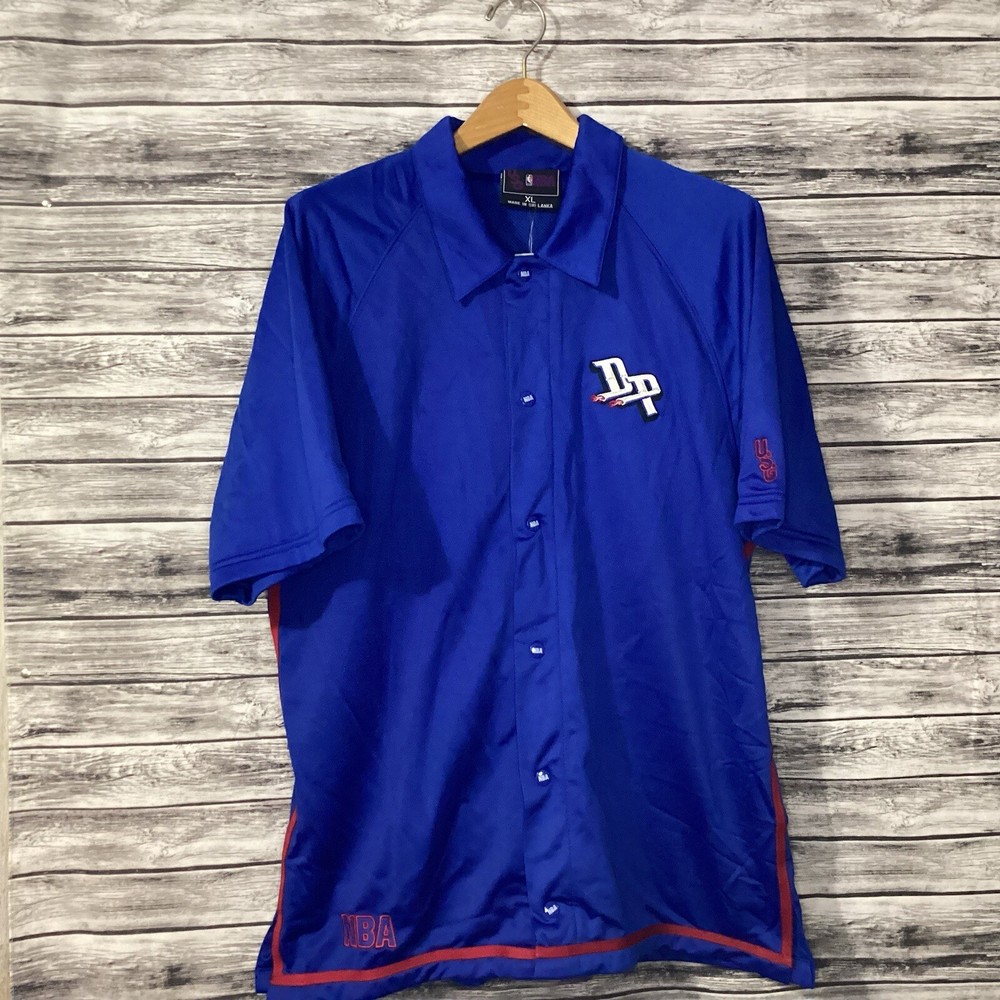 Vintage Detroit Pistons Jersey Mens XL Blue Warm Up USG NBA Basketball Y2K