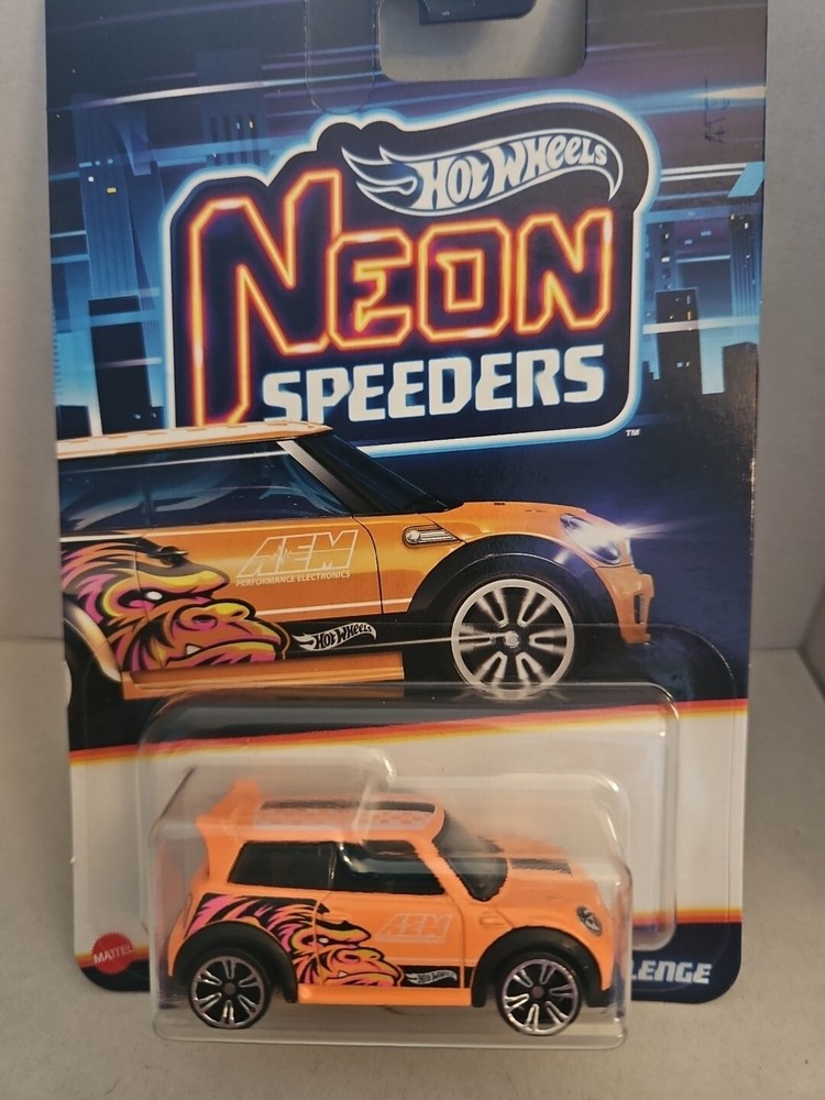 Hot Wheels Neon Speeders Series Orange Mini Cooper S Challenge