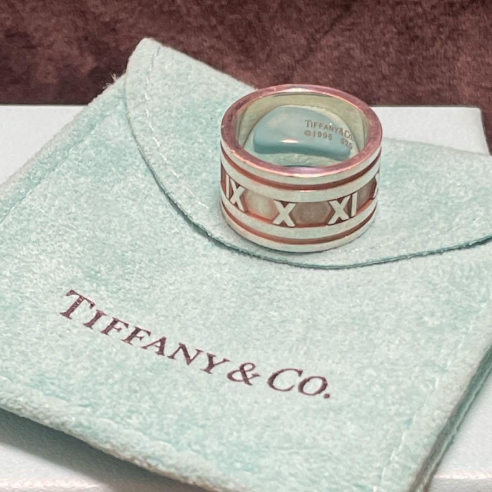 Tiffany & Co Atlas Wide Band Ring in Sterling Silver with Box