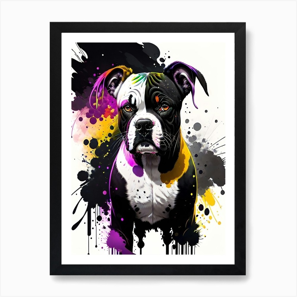 Boxer Dog Painting 1 Art Print Framed Wall Art Poster Canvas Print Picture