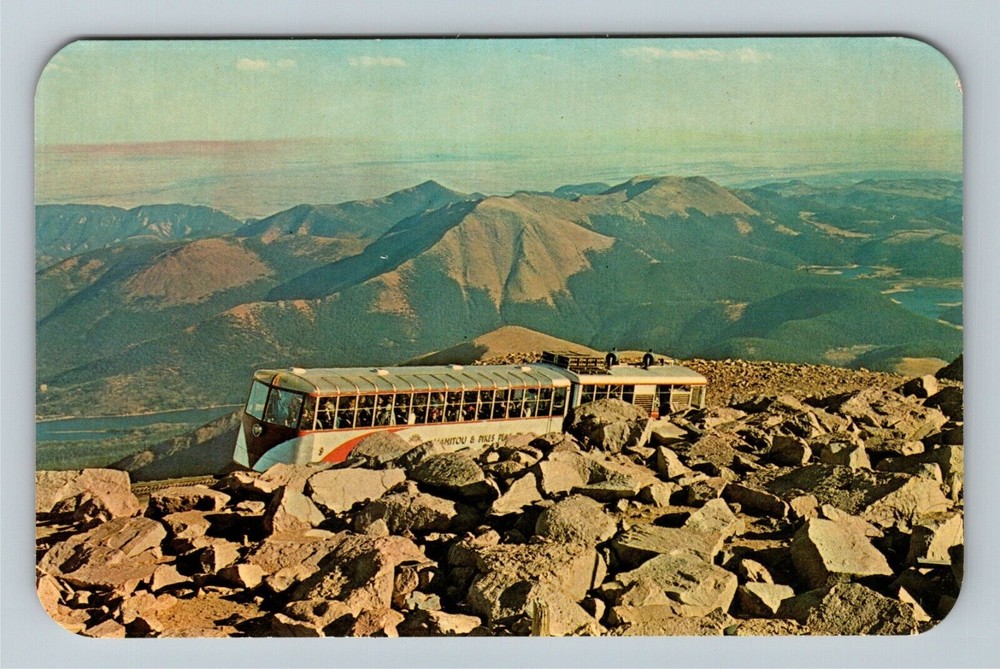 Scenic Pikes Peak Colorado Streamline Cog Train Mountain View Vintage Chrome Postcard
