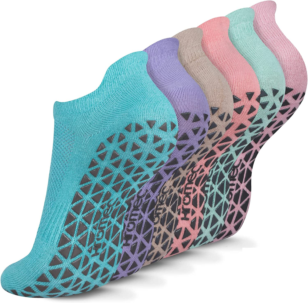 Non Slip Yoga Socks with Grips for Pilates, Ballet, Barre, Barefoot, Hospital an