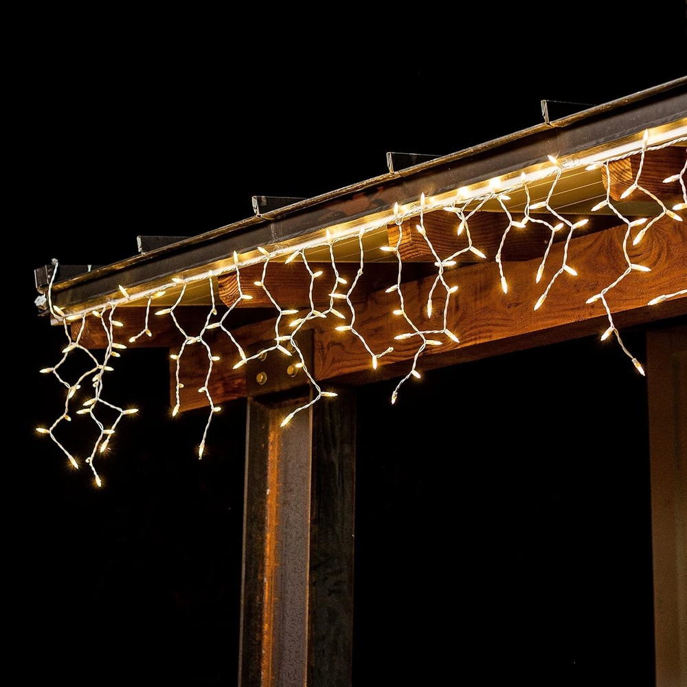 100 LED 5.67ft Christmas Icicle Lights for Indoor Outdoor Decoration(Warm White)