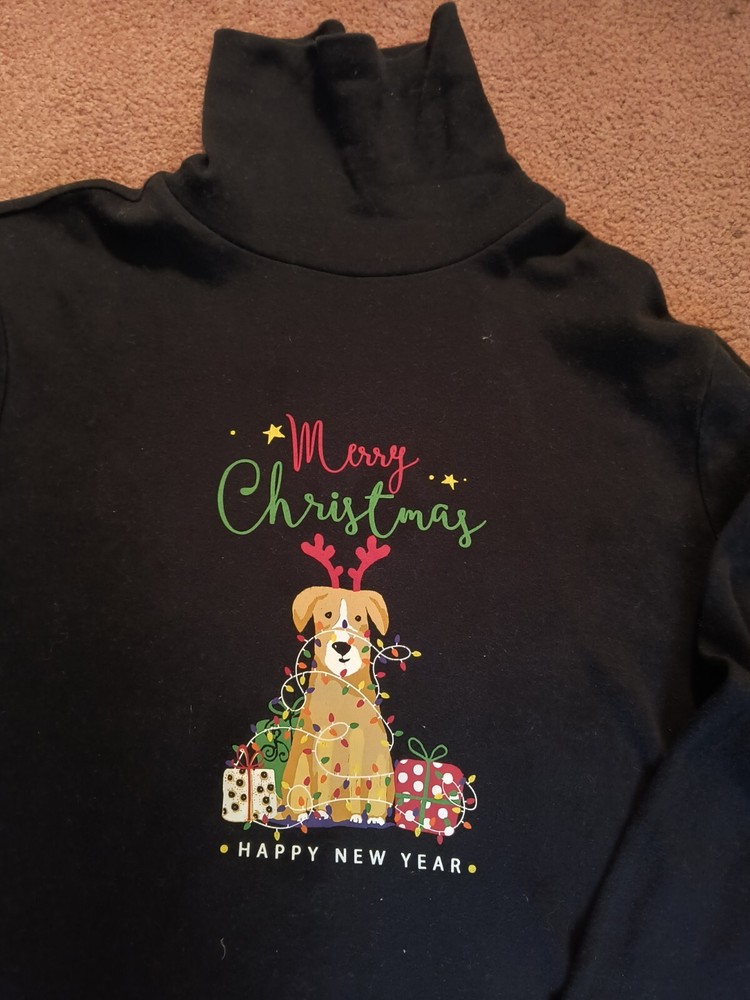 3XL Christmas & New Years Long Sleeve Shirt Time And Tru Brand Black Winter-image