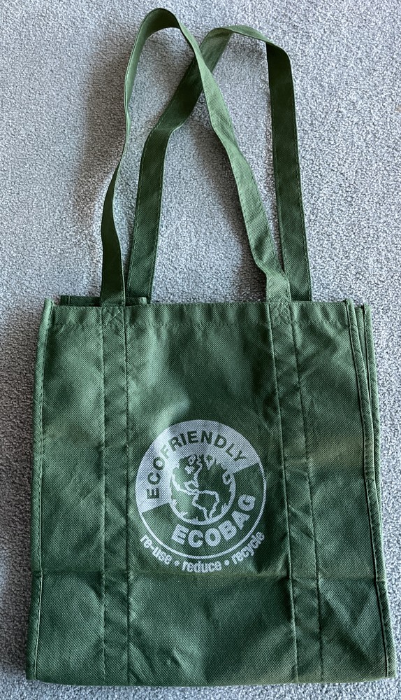 Eco-friendly Cloth Ecobag Tote 12 x 13 x 7 1/2 Long handles! Great message!