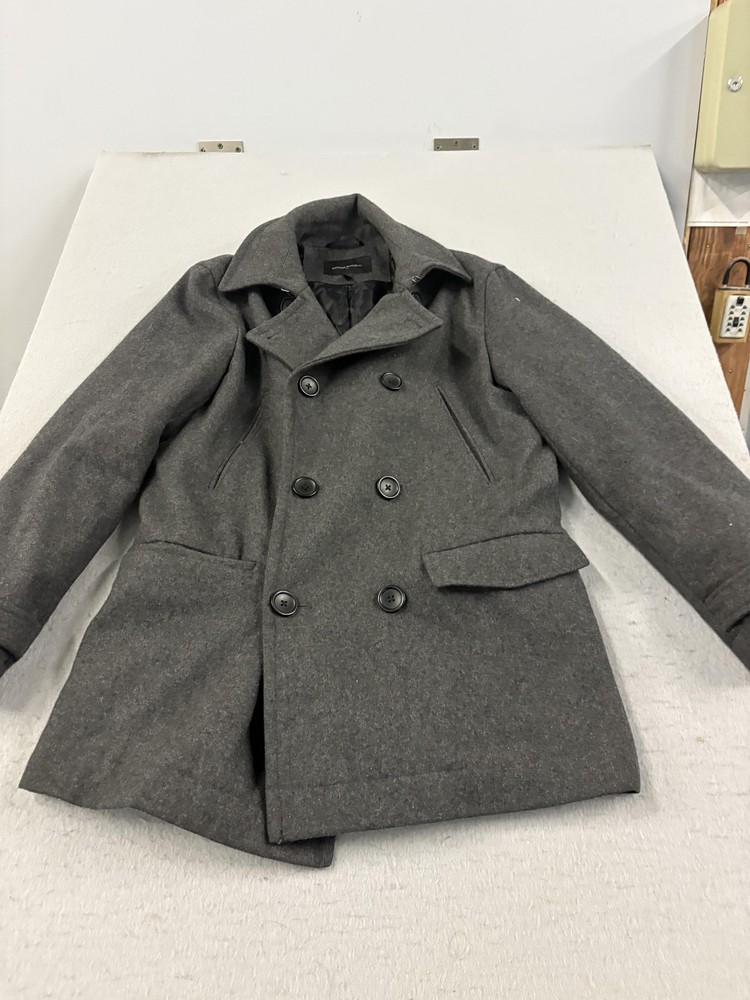 Banana Republic Coat Mens Small Gray Wool Pea Coat Double Breasted Lined