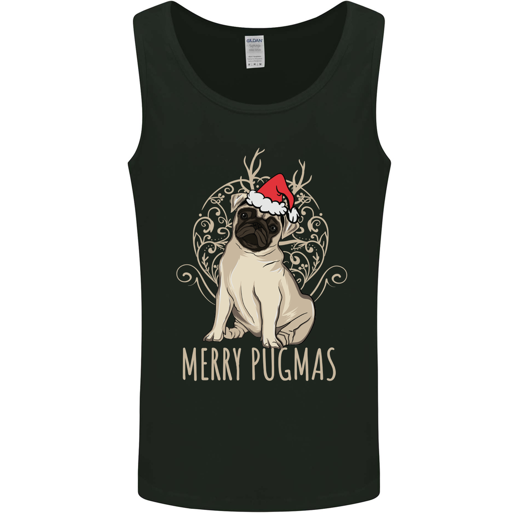 Merry Pugmas Funny Christmas Pug Mens Vest Tank Top
