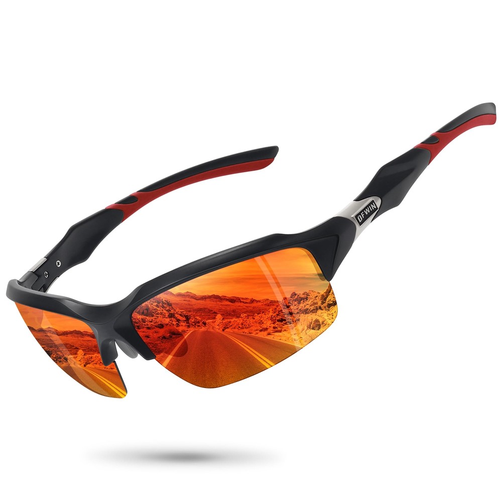 Polarized Sports Sunglasses for Men Women Wrap-Around Half Frame Cycling Fishing