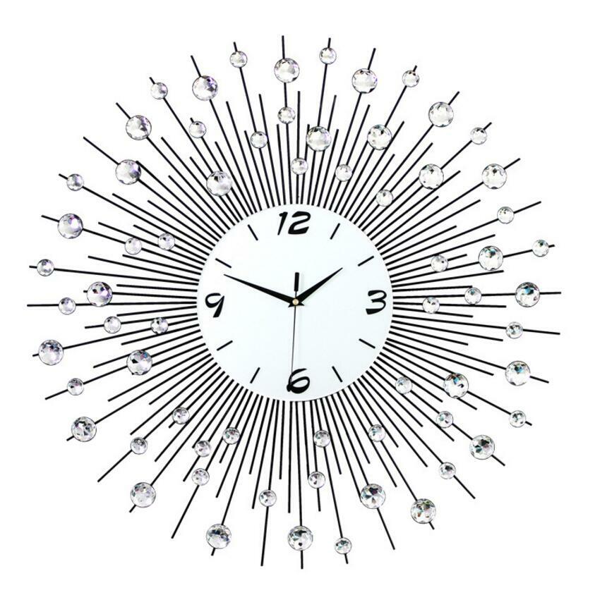 60CM Modern 3D Crystal Diamond Wall Clock for Home Living Room Decor