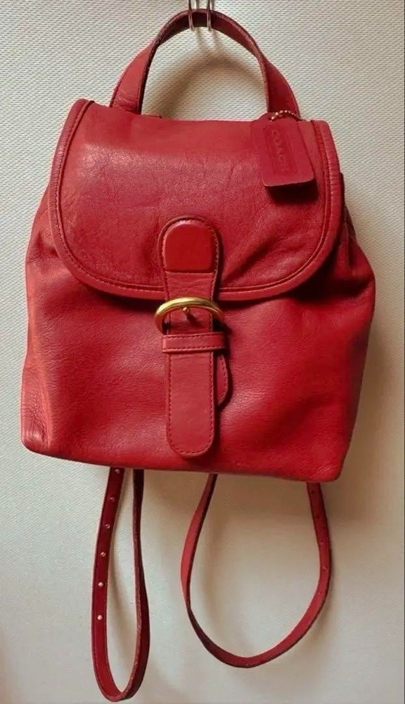 Vintage Coach Bantam Mini Leather Backpack 4152 Rare 90s Red JPN
