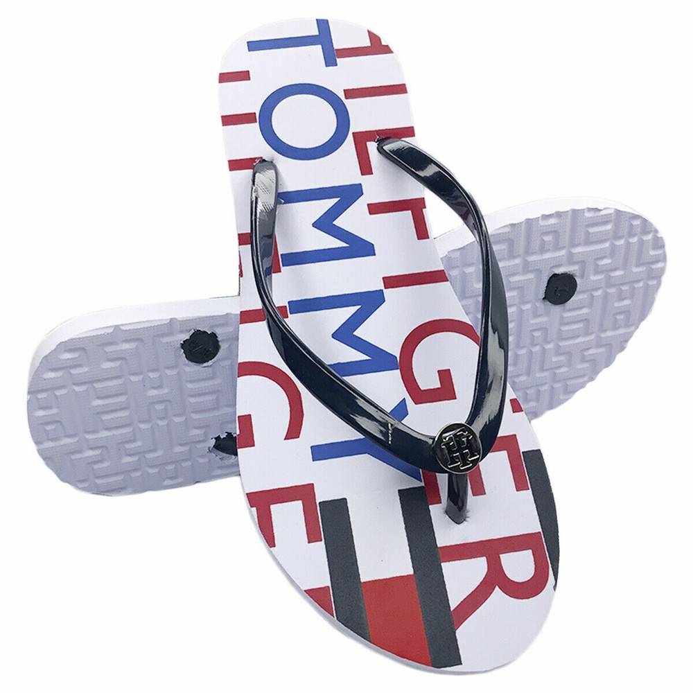 NWT Tommy Hilfiger Womens White Flip Flops Sandals Sizes 7-10