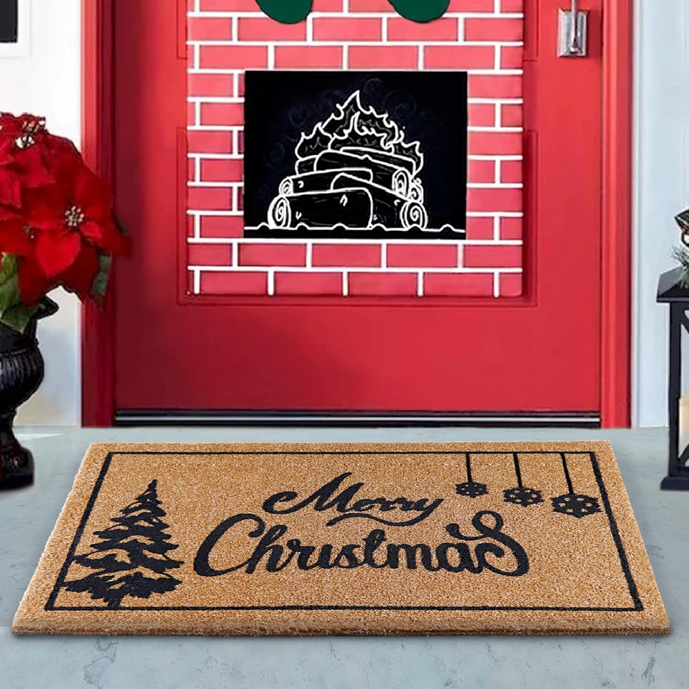 Merry Christmas Door Mat Outdoor Welcome Mats for Front Door, Christmas Doormat