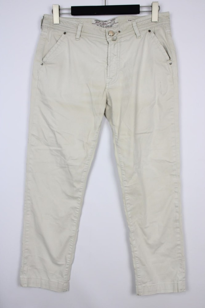 JACOB COHEN J606 Ivory Stretch Handmade Tailored Regular Straight Jeans Size 36