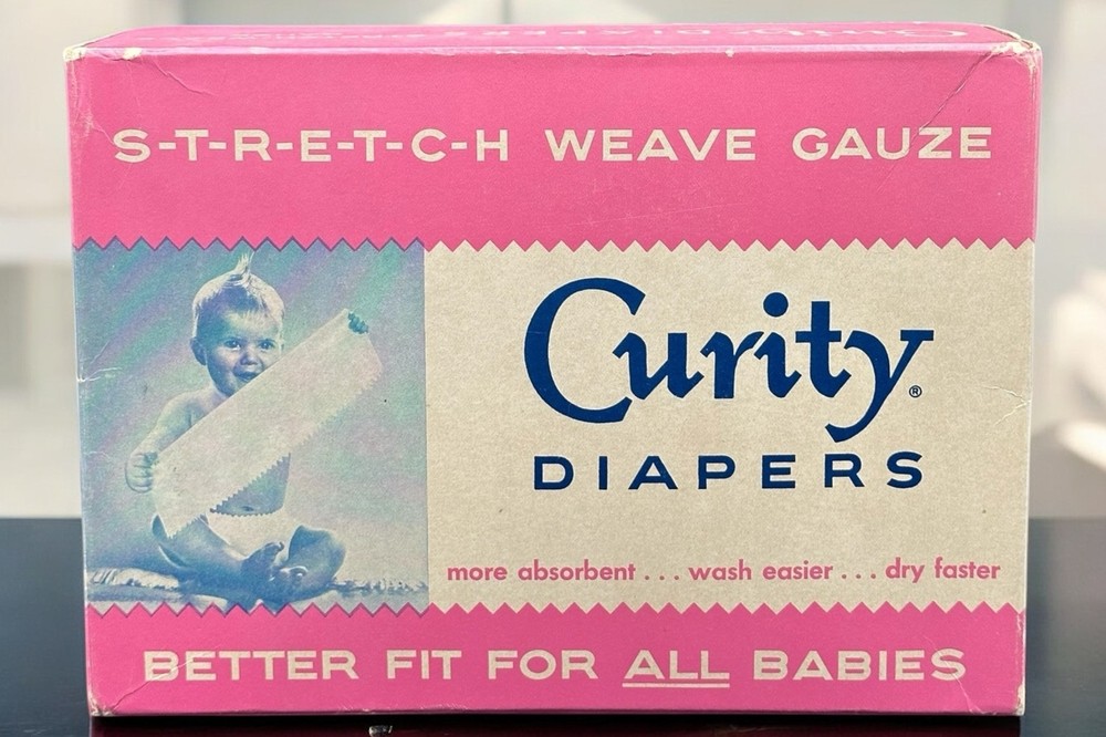 Curity Diapers Stretch Weave Gauze Cotton 12 Pack 1959 Vintage Original Box