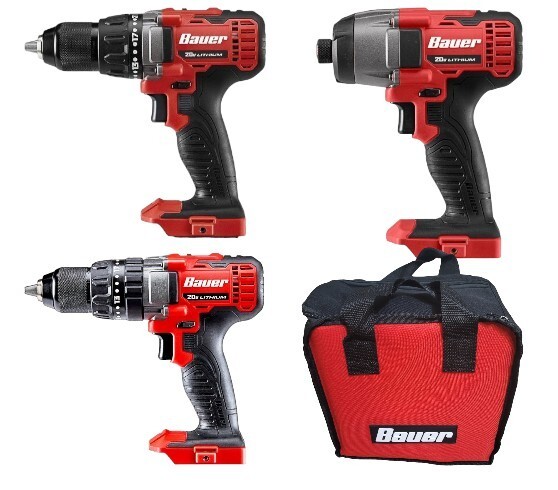Limited Time BAUER Bundle 20V (Drill/Driver, Hammer Drill/Driver & Hex Compact)-image
