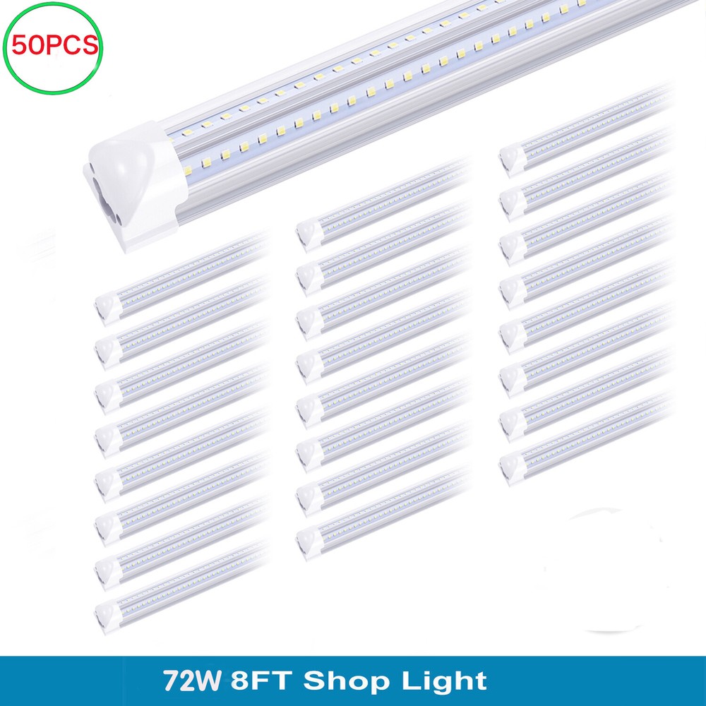 50 Pack 8FT Led Tube Light 72W T8 Integrated 8' 8 Foot Led Shop Light Warehouse
