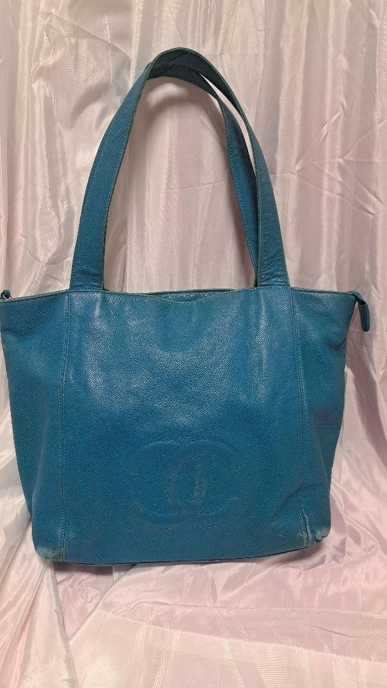 CHANEL Vintage Blue Leather Tote Bag JV503863 Womens Limited Japan-image