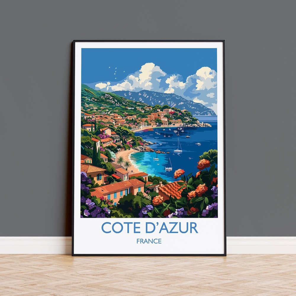 Cote Dazur Travel Poster Wall Art Travel Print Of Cote Dazur Cote Dazur Art