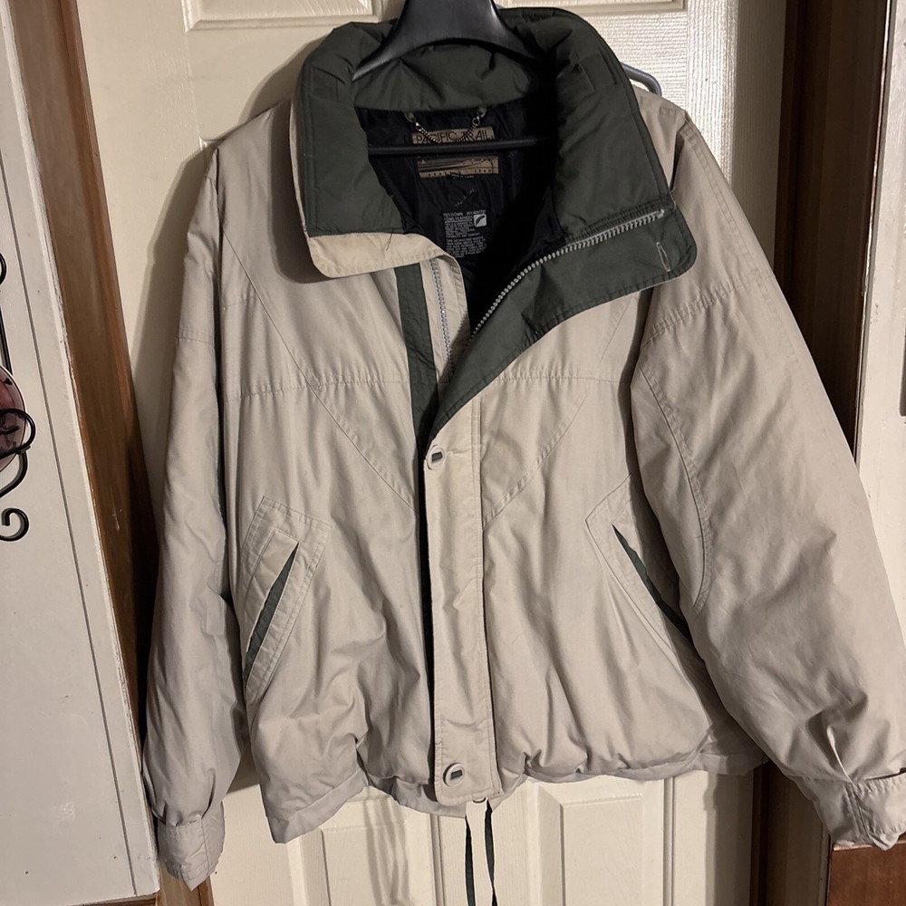 Pacific Trail XL Khaki Down Winter Coat for Men with Zipper – Fall Sportswear