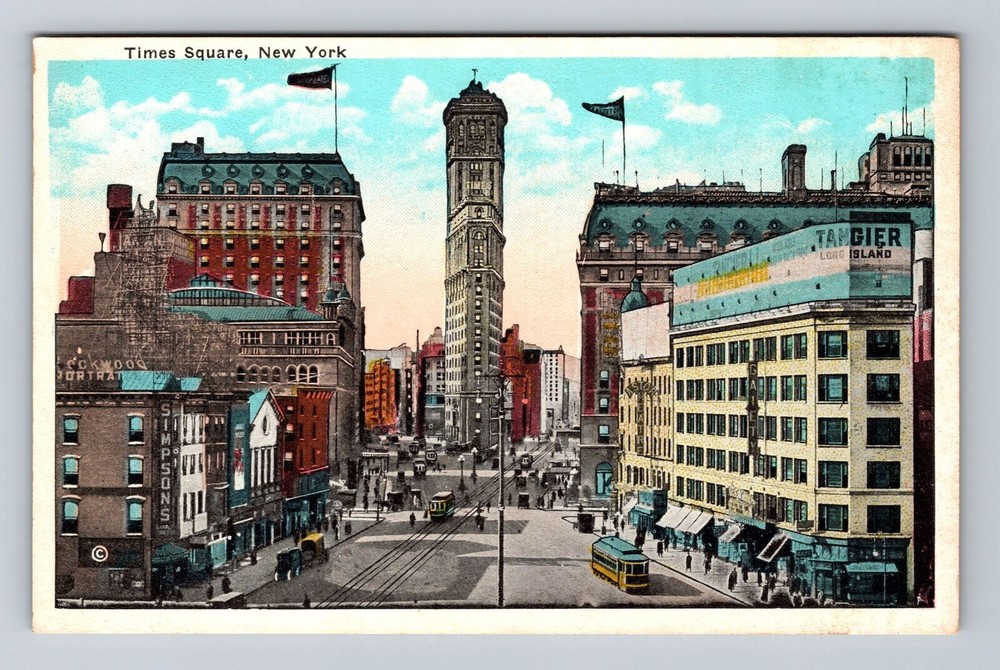 New York City NY, Times Square, Souvenir, Antique, Vintage Postcard