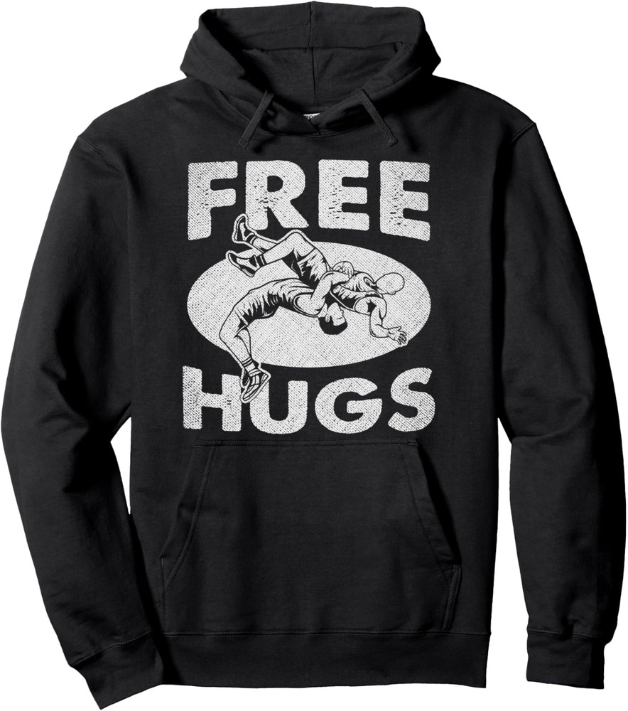 Wrestling - Funny Free Hugs Wrestling Pullover Hoodie