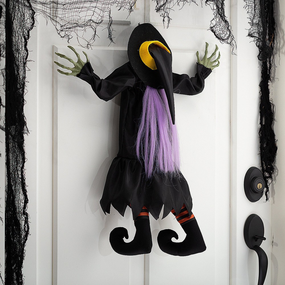 2.5 ft Hanging Animated Crashed Witch Prop by Morris Costumes - Black Halloween Decoration