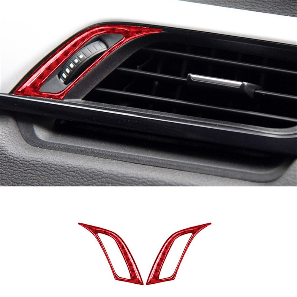 2Pcs Red Carbon Fiber Side Air Vent Outlet Cover Trim For BMW X1 F48 2016-2018