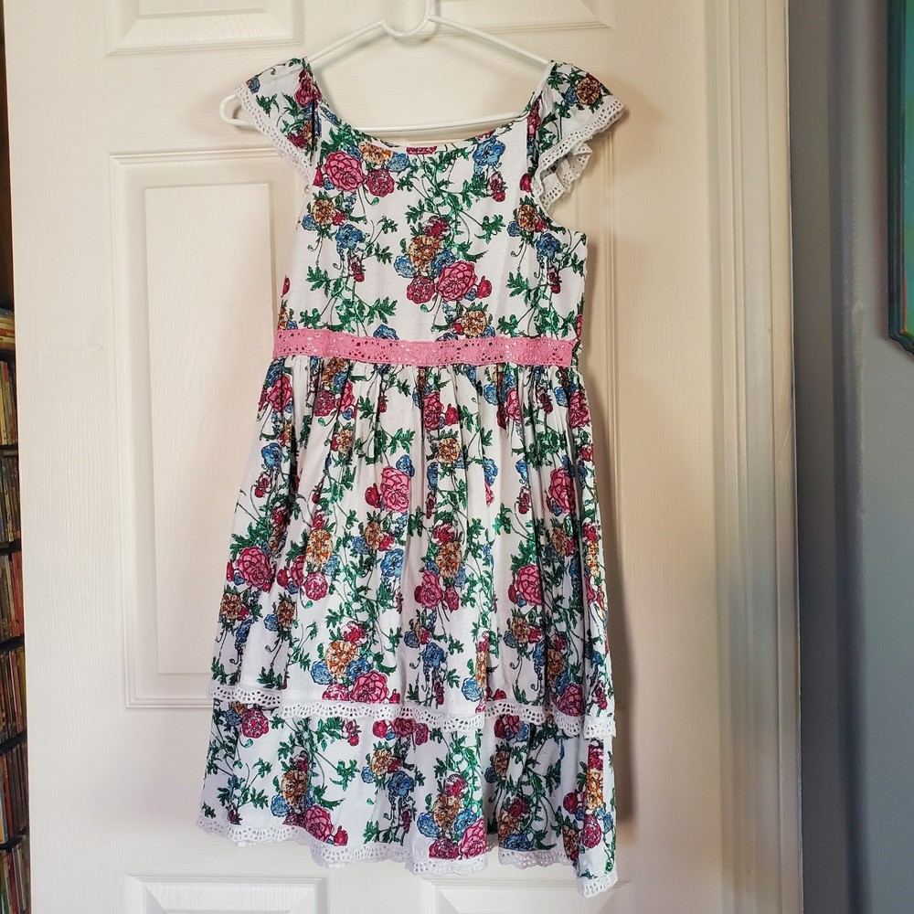 Pippa & Julie Floral Tiered Peasant Dress Lace Spring Easter Party Girls Size 12