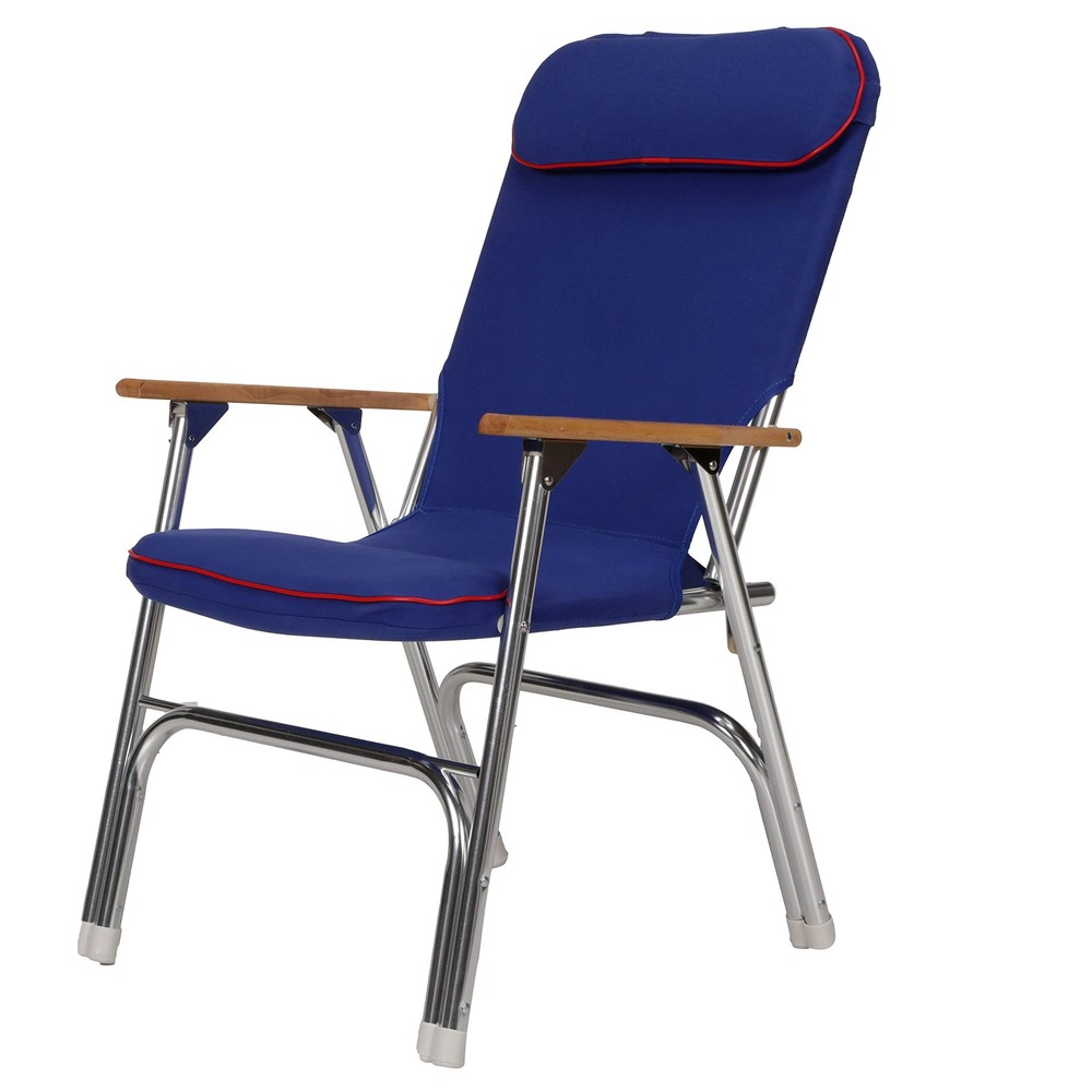 Seachoice Blue & Red Trim High-Back Canvas Folding Chair for Easy Storage