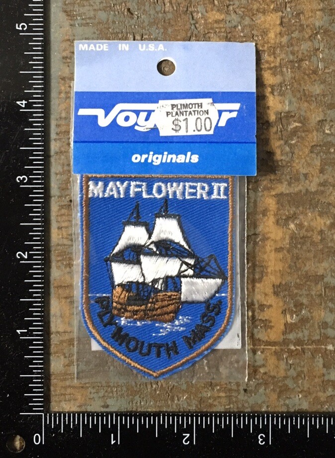 Vintage MAYFLOWER II Tall Ship Plymouth Massachusetts Souvenir Patch MIP Voyager