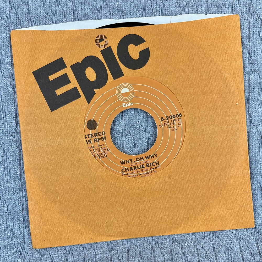 Vintage 45 RPM record Charlie Rich epic records, country western blues rock