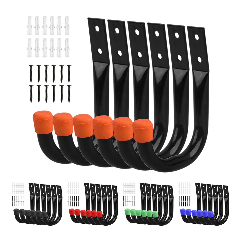 6PCS/Set Heavy Duty J Hooks Garage Storage Hooks Tool Hangers Bike Hanger Hook