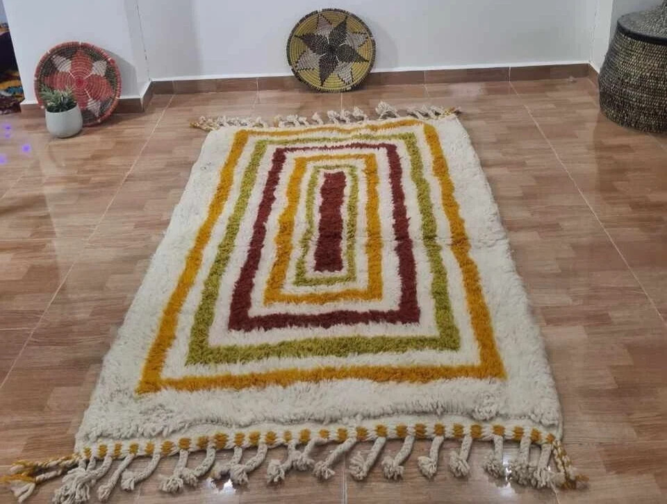 Custom Geometric Moroccan Berber Wool Rug Color Multicolor Design Carpet Rug