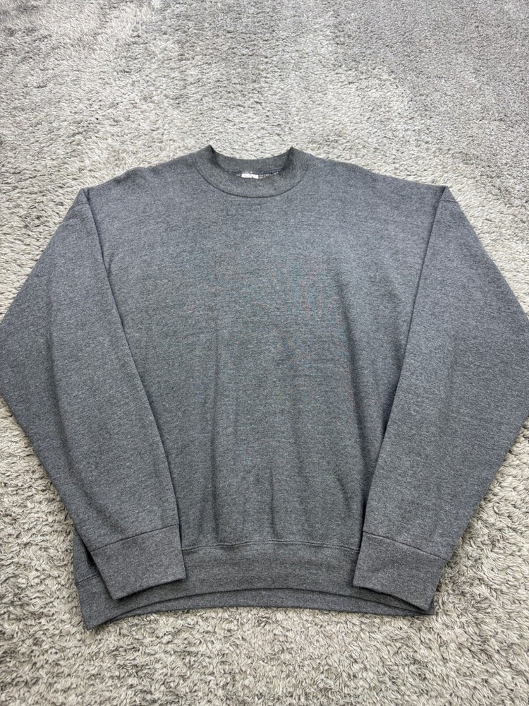 Vtg Fruit Of The Loom Sweatshirt Adult 2XL Heather Gray Fleece Crewneck Made USA