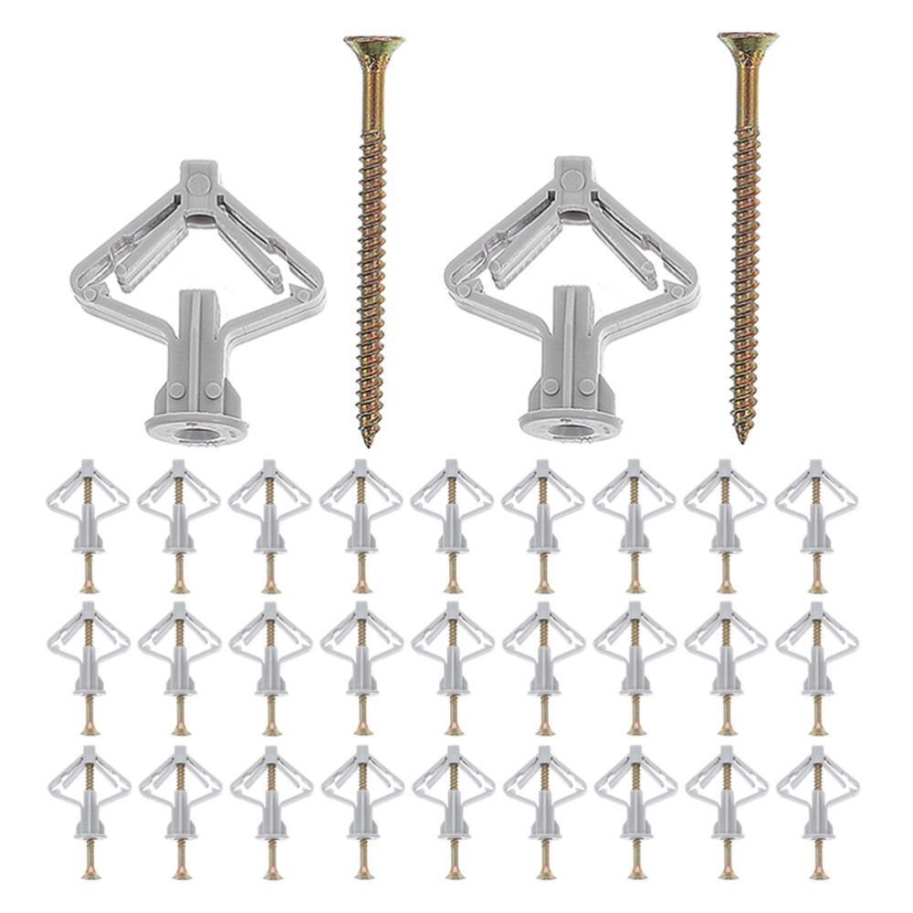 50 Heavy Duty Drywall Anchors and Screws Set - Butterfly Wall Anchors for Secure Mounting