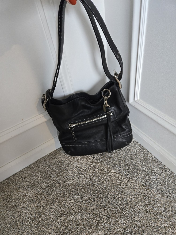 Coach Vintage Legacy Slim #1415 Black Leather Shoulder Convertible Crossbody Bag