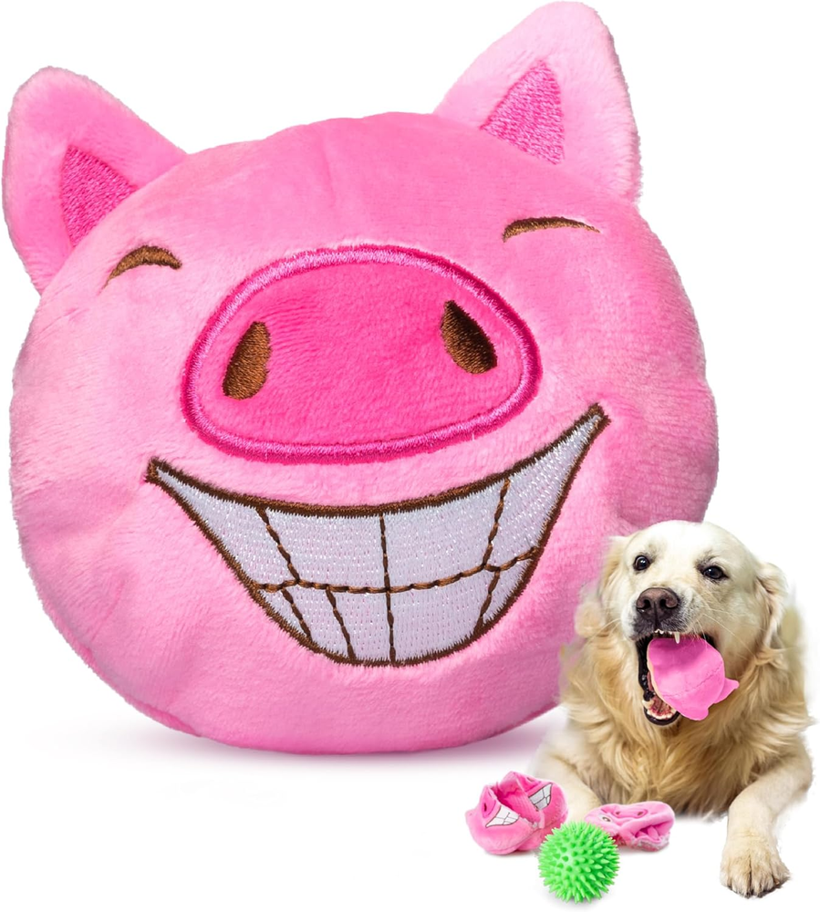 Dog Toys for Aggressive Chewers (3In1) - Squeaky and Interactive - for Medium Do