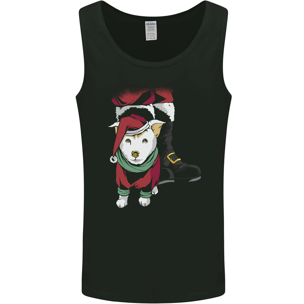 Camiseta sin mangas chaleco de Navidad para hombre de Papá Noel con un cachorro perro