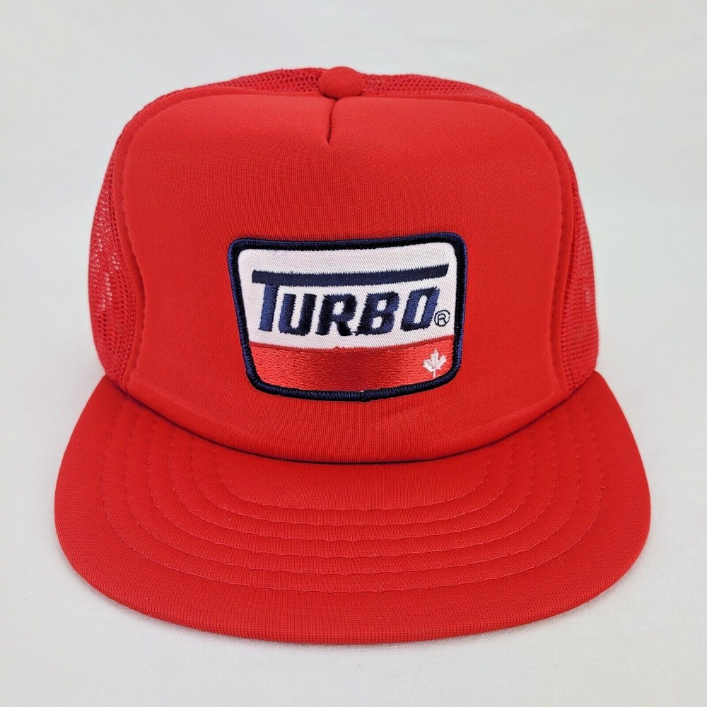 Vintage Trucker Hat Patch Snapback Mesh - Turbo Gas - Red - H855