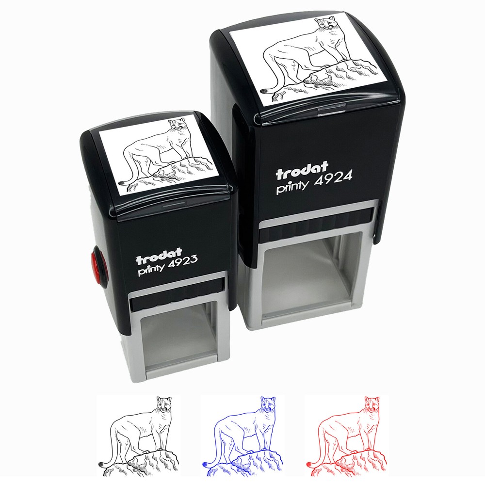 Proud Cougar Mountain Lion Puma Self-Inking Rubber Stamp Ink Stamper